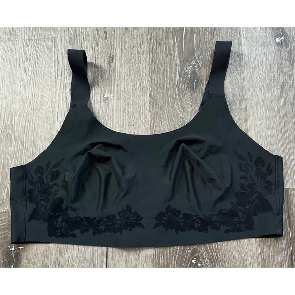 Cacique Unlined No Wire Bra Black Floral Size 22/24 Seamless Full Figure - Picture 1 of 9